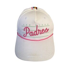 San Diego Padres White Pink Rope Snapback Hat Rainbow Pride Stripe